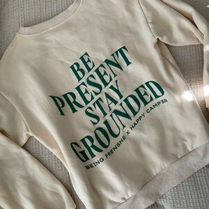Happy Camp3r x Being Frenshe Be Present Stay Grounded Cream Sweatshirt M Logo